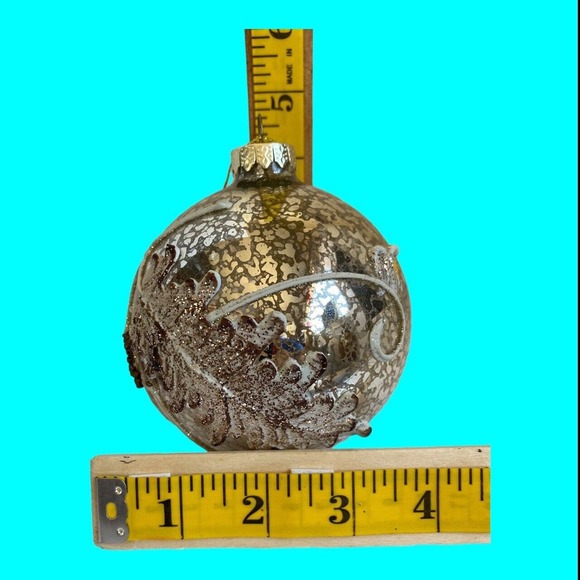 Dillard's Trimsetter Christmas Tree Ornament Glass Silver, Gold, Brown 3.5" - Picture 9 of 10